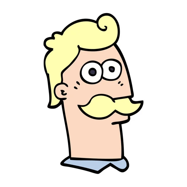 Dibujos Animados Garabato Hombre Con Bigote — Vector de stock