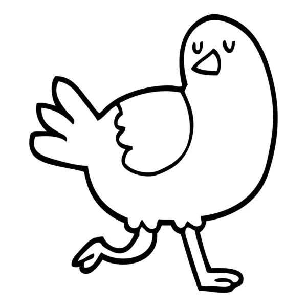 Noir Blanc Dessin Animé Oiseau Courir — Image vectorielle