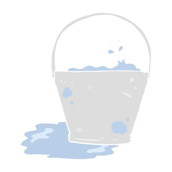 水の入ったバケツのフラット カラー イラスト — ストックベクタ