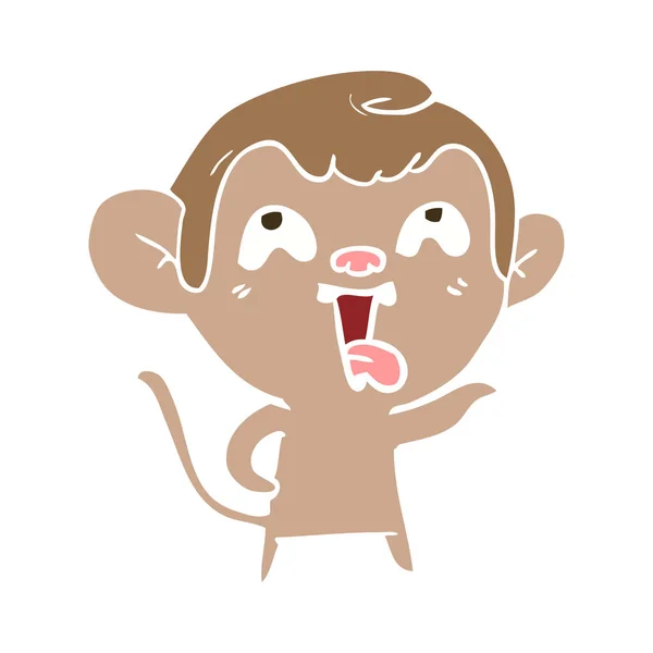 Macaco Desenho Animado Estilo Cor Plana Louco —  Vetores de Stock