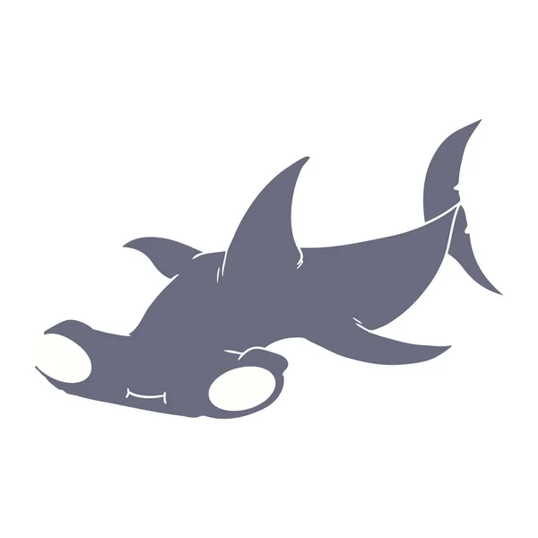 Düz Renk Tarzı Çizgi Film Çekiç Köpekbalığı — Stok Vektör