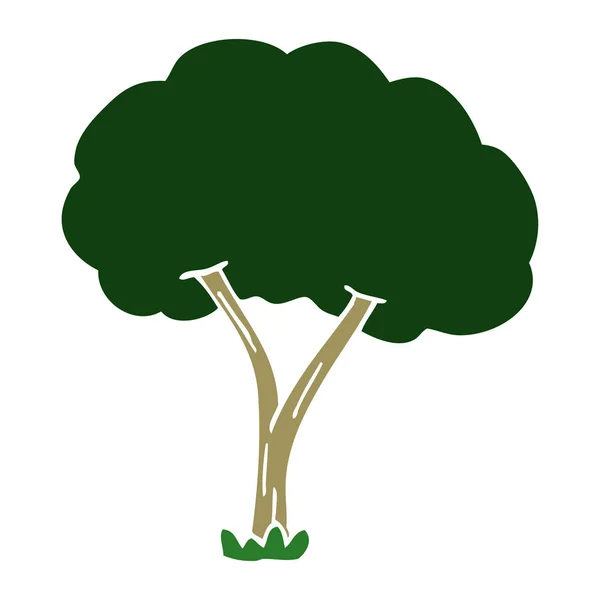 Dibujos Animados Garabato Árbol Floreciente — Vector de stock