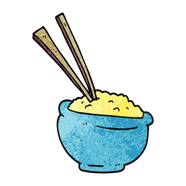 Cartoon Doodle Leckere Schüssel Reis — Stockvektor