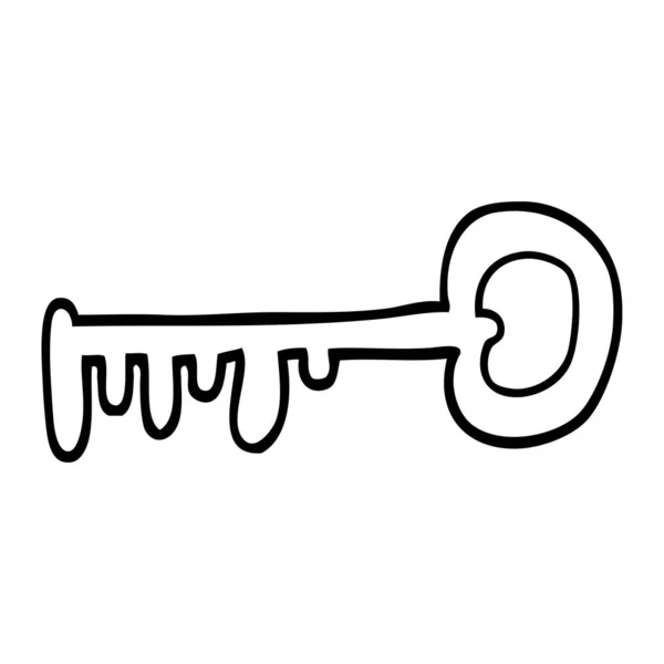 Linienzeichnung Cartoon Metall Schlüssel — Stockvektor