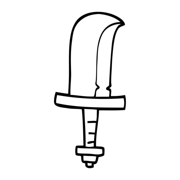 Linienzeichnung Cartoon Goldenes Schwert — Stockvektor