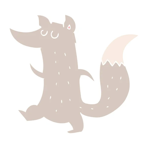 Illustration Couleur Plate Loup Mignon — Image vectorielle