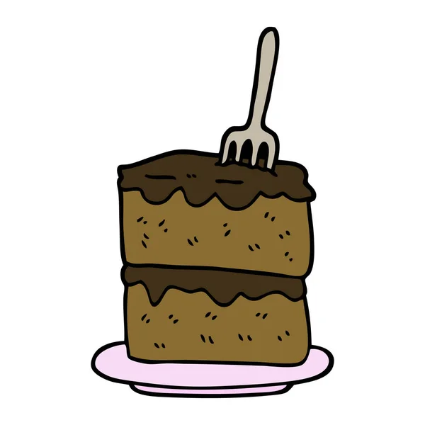 Mano Disegnato Doodle Stile Cartone Animato Fetta Torta — Vettoriale Stock