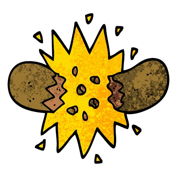 Grunge Texturierte Illustration Cartoon Explodierende Wurst — Stockvektor