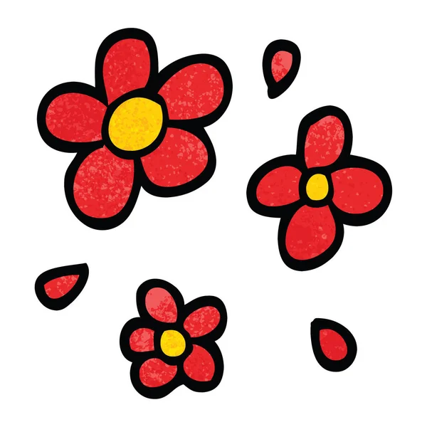 Fumetto Doodle Fiori Decorativi — Vettoriale Stock