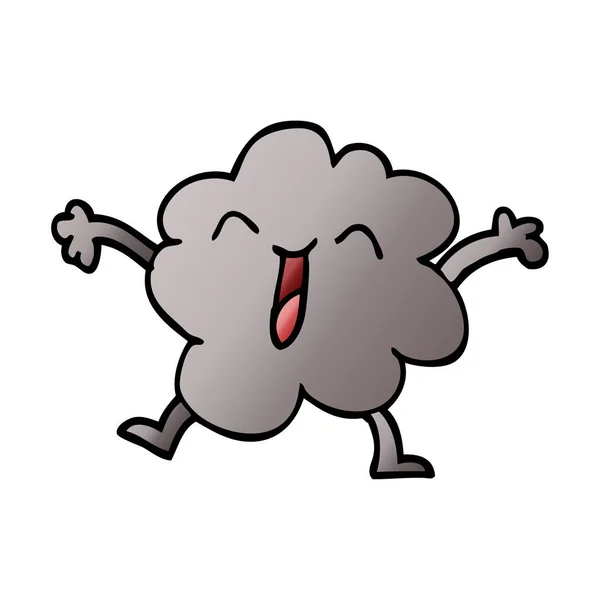 Cartoon Doodle Happy Grey Cloud — Stock Vector