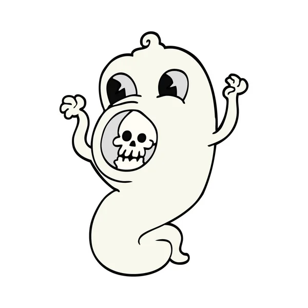 Spooky Cartoon Doodle Ghost — Stockvector