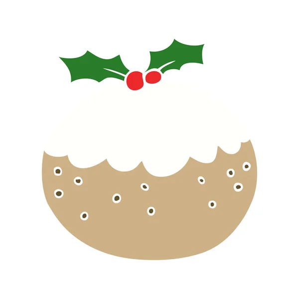 Flache Farbe Stil Cartoon Christmas Pudding — Stockvektor