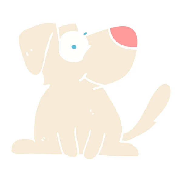 Cor Plana Ilustração Desenho Animado Feliz Cão — Vetor de Stock