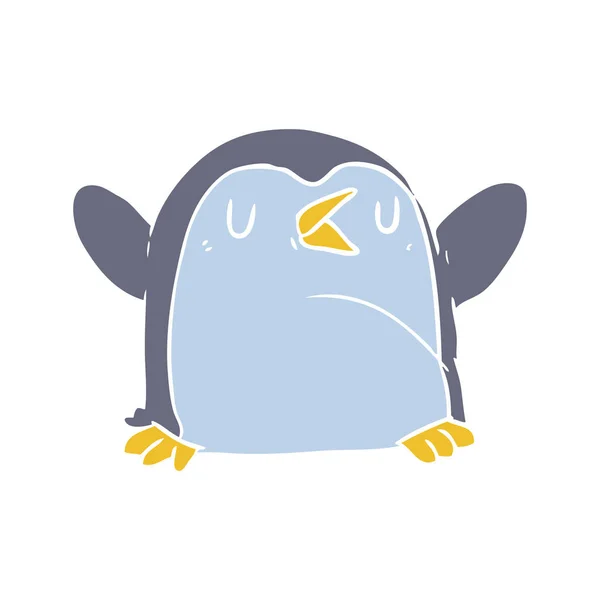 Egale Kleur Stijl Cartoon Pinguïn — Stockvector