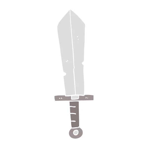 Flat Color Style Cartoon Old Sword — Stock Vector