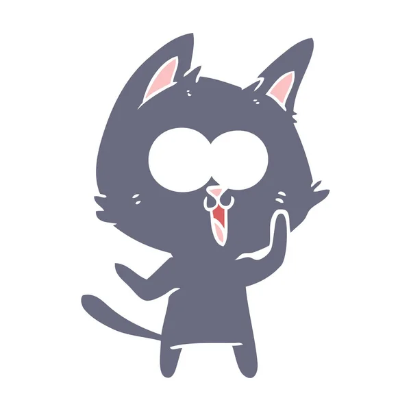 滑稽的扁平颜色风格动画片猫 — 图库矢量图片
