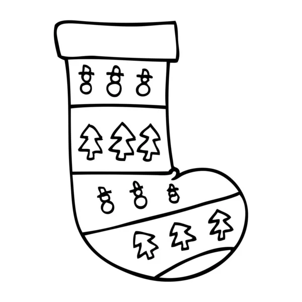 Γραμμικό Σχέδιο Καρτούν Χριστούγεννα Κάλτσες — Διανυσματικό Αρχείο