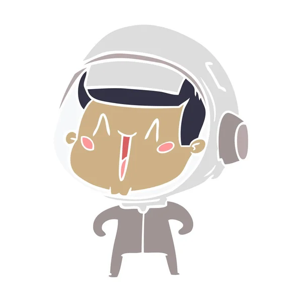 Glücklich Flache Farbe Stil Cartoon Astronaut — Stockvektor