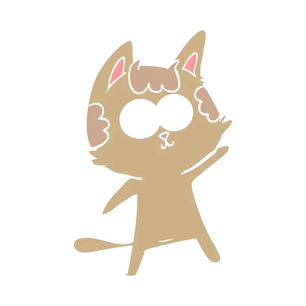 Happy Plochý Barevný Styl Kreslená Kočka — Stockový vektor