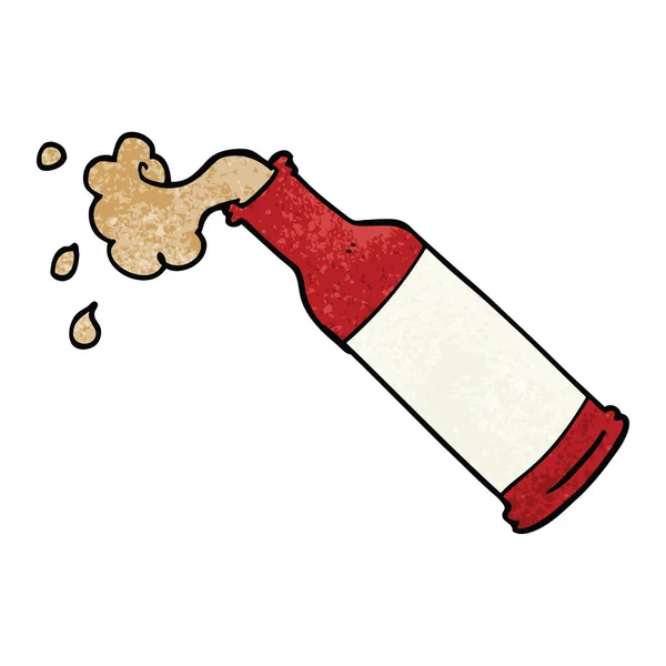 Cartoon Doodle Foaming Beer Bottle — Stock Vector