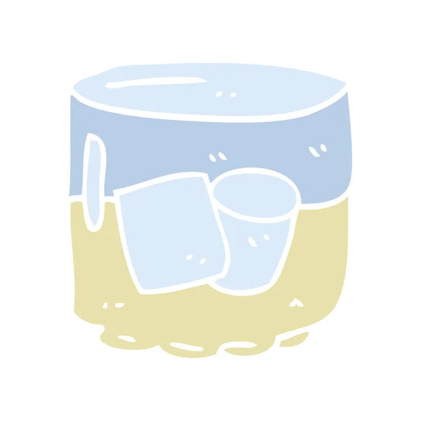 ウイスキーと氷のフラット カラー イラスト — ストックベクタ