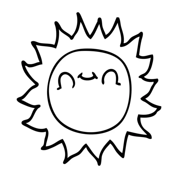 Línea Dibujo Dibujos Animados Sol — Vector de stock