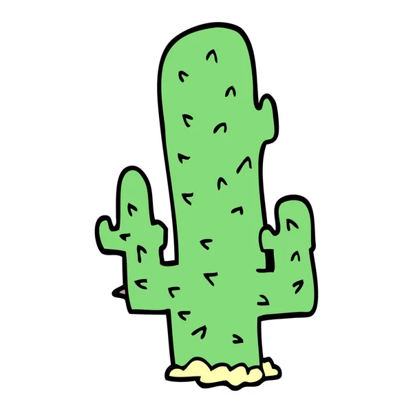 Cartoon Doodle Cactus Flat Ikonen Isolerad Vit Bakgrund Vektor Illustration — Stock vektor