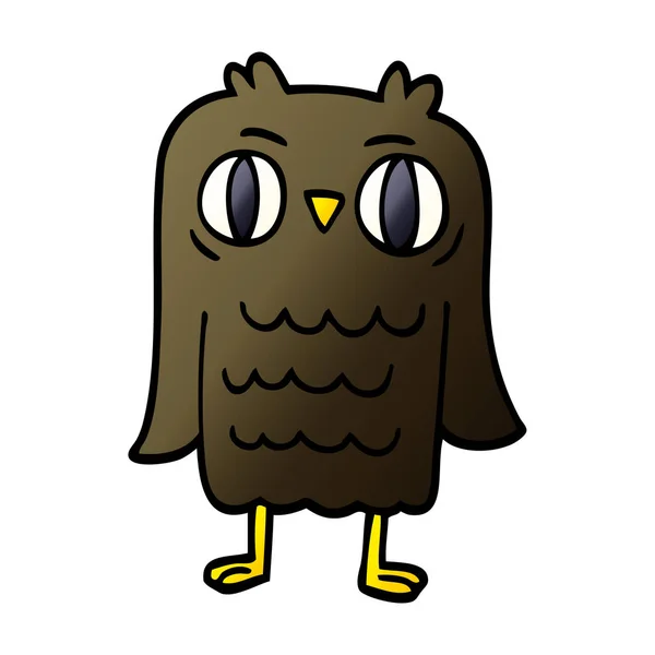 Cartoon Doodle Owl Vit Bakgrund — Stock vektor