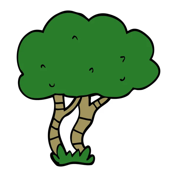 Dibujo Animado Garabato Árbol Vector Ilustración — Vector de stock