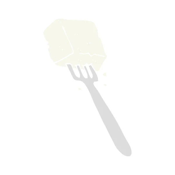 Illustration Couleur Plate Tofu Sur Fourchette — Image vectorielle