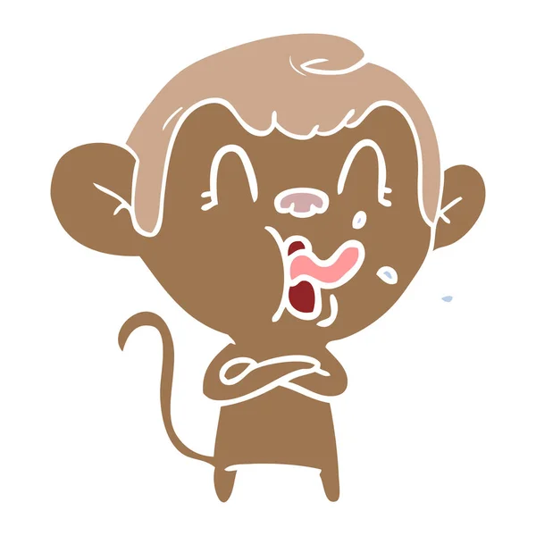 疯狂的扁平颜色风格动画片猴 — 图库矢量图片