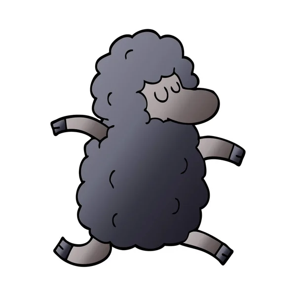 Desenho Animado Doodle Ovelhas Negras — Vetor de Stock