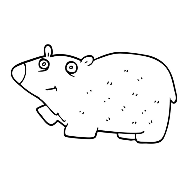 Linha Desenho Desenho Animado Urso Feliz — Vetor de Stock