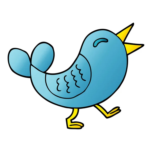 Cartoon Doodle Bluebird Fundo Branco —  Vetores de Stock