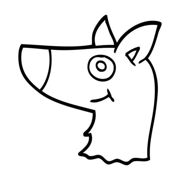 Line Drawing Cartoon Happy Dog Face — Stock Vector