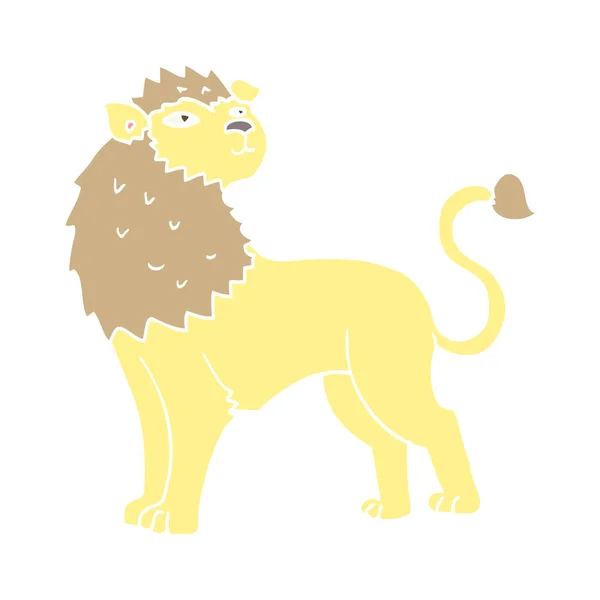 Flat Color Style Cartoon Lion — Stock Vector