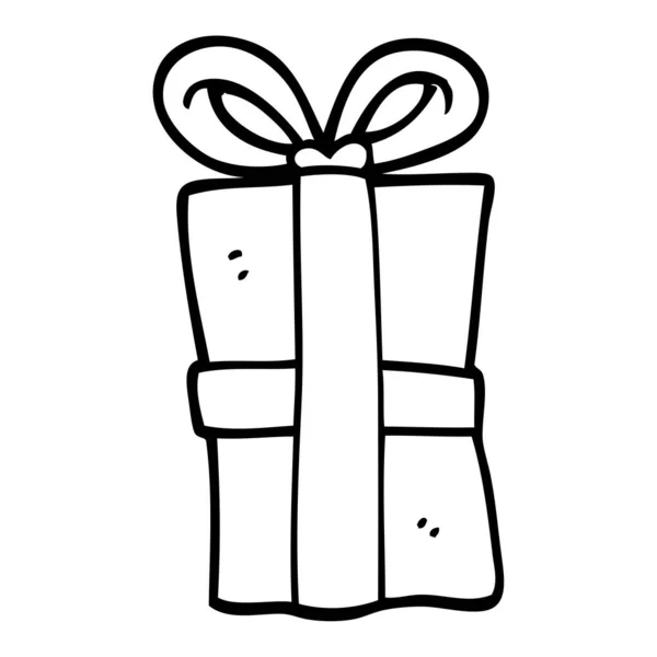 Noir Blanc Dessin Animé Cadeau Noël — Image vectorielle