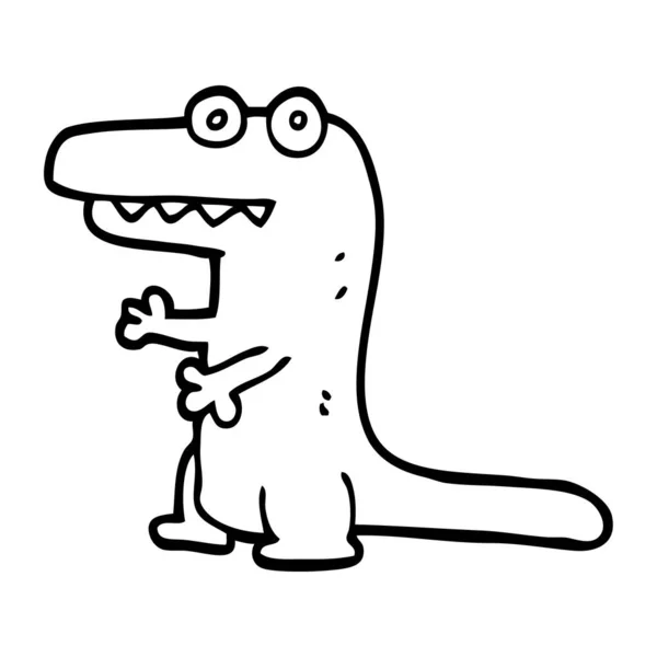 Dessin Ligne Dessin Animé Fou Alligator — Image vectorielle