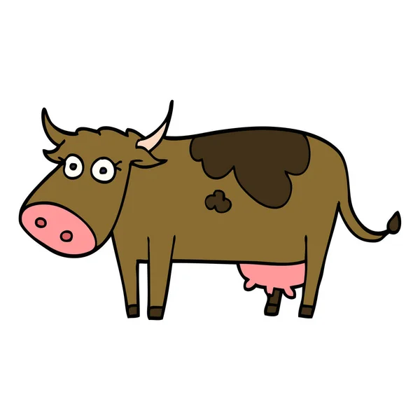 Dessin Animé Doodle Ferme Vache — Image vectorielle