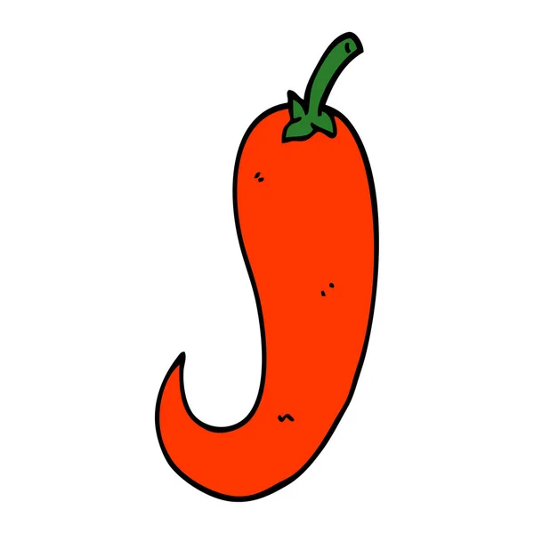 Desenho Animado Doodle Vermelho Pimenta Quente — Vetor de Stock