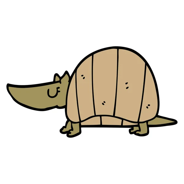 Dibujos Animados Doodle Armadillo Aislado Sobre Fondo Blanco — Vector de stock