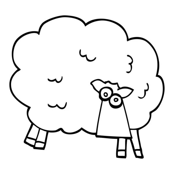 Line Drawing Cartoon Black Sheep — Stock Vector