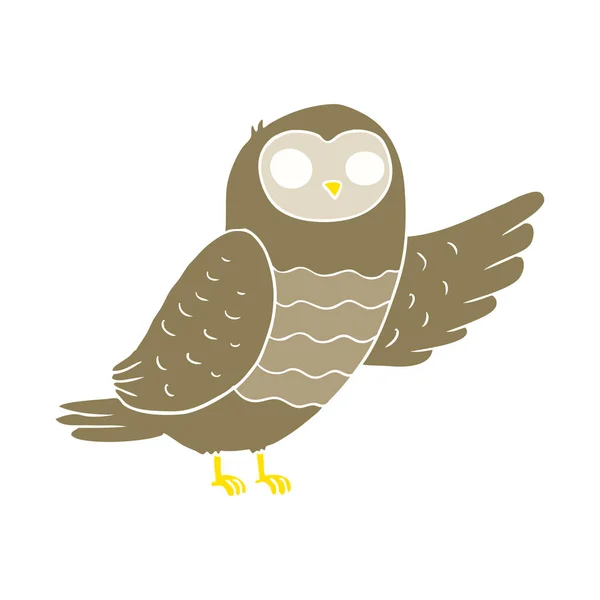 Platt Färg Stil Tecknad Owl Pekar — Stock vektor
