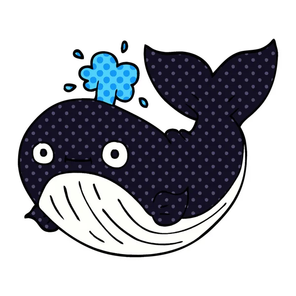 Cartoon Doodle Whale Vektorillustration — Stock vektor