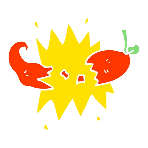 Flache Farbe Illustration Cartoon Red Hot Chili — Stockvektor