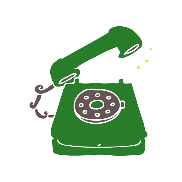 Stile Piatto Cartone Animato Vecchio Telefono — Vettoriale Stock