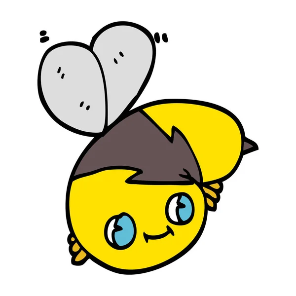 Mignon Dessin Main Doodle Style Dessin Animé Abeille — Image vectorielle