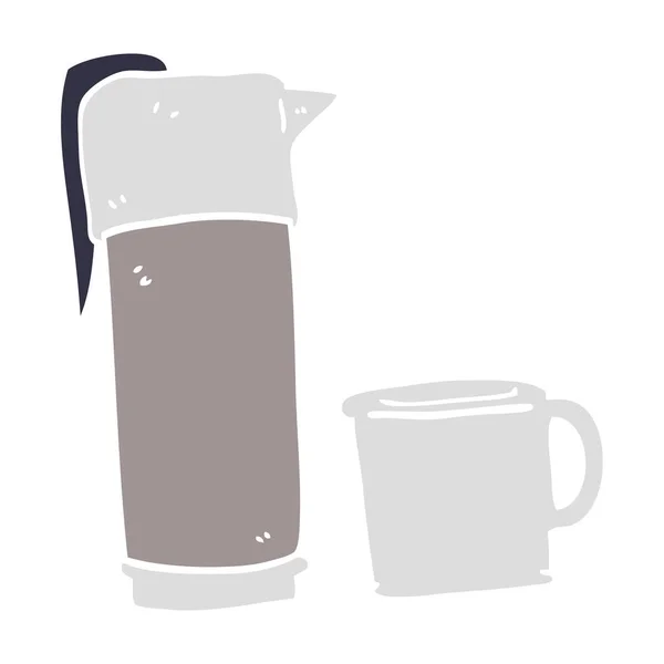 Dessin Animé Doodle Café Thermos — Image vectorielle