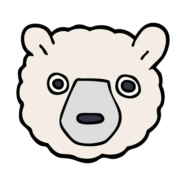 Dibujos Animados Doodle Polar Bear Face — Vector de stock