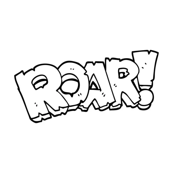 Line Drawing Cartoon Roar Sign — Stock Vector